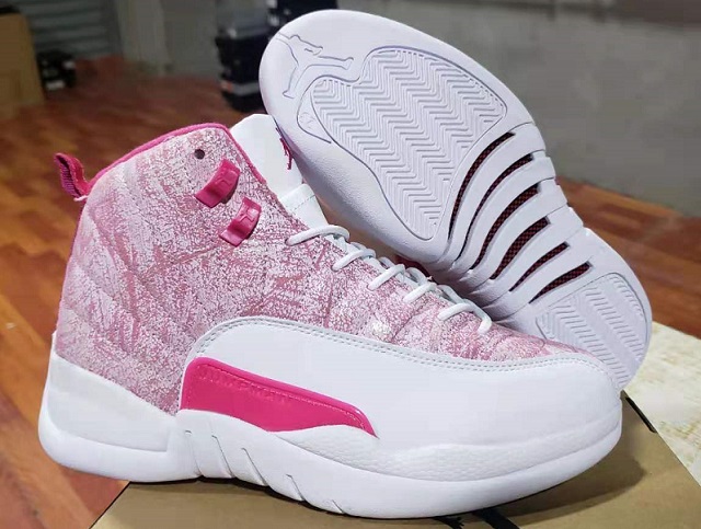 Women Jordan Shoes 12 Grade AAA Pink White